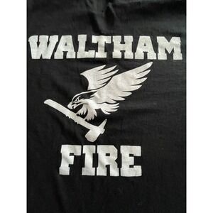 Gildan Waltham Fire Dept T-Shirt Mens 2XL Black Short Sleeve DryBlend Graphic